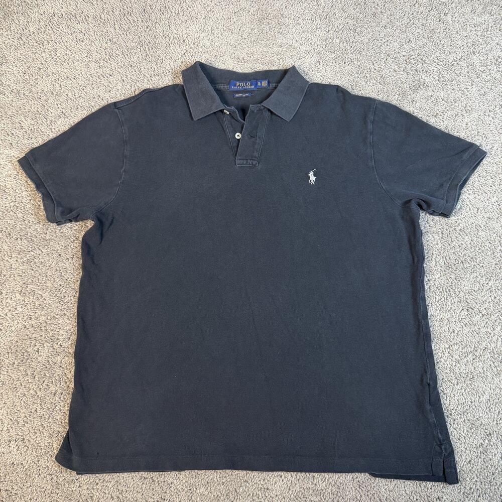 Polo Ralph Lauren Polo Shirt Mens XL Black Short Sleeve 100% Cotton Collared